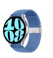 Sneezy Samsung Galaxy Watch 5 40-44mm İle Uyumlu 20mm Metal Klips Solo Fiberlink Örgü Kordon (Açık Mavi)