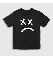 Presmono Unisex Çocuk Beyaz Sad Face Lil Peep T-Shirt 37995tt (Siyah)