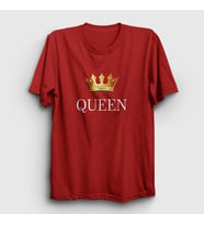 Presmono Unisex Beyaz Queen Kraliçe T-Shirt 385921tt (Kırmızı)