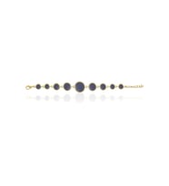 Kadir Jewellery 22 Ayar Altın Kaplama Zirkon Taşlı Ayarlanabilir Zincir Bileklik (Mor)
