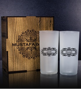 eJOYA Kişiye Özel Kutusunda 2'li Rakı Bardağı Hediye Seti 107172 (Bordo)
