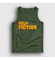Presmono Unisex Beyaz Logo Film Pulp Fiction Atlet 248507tt (Haki)