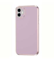 Apple iPhone 12 Kılıf Zore Bark Kenarları Altın Renk Kılıf (Lila)