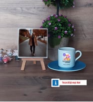 İş Güvenliği Uzmanı Fotoğraflı Dekoratif Taş, Ahşap Altlıklı Türk Kahvesi Fincanı Hediye (Model 5)