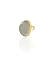 Kadir Jewellery 22 Ayar Altın Kaplama Kadın Fosil Taşlı Yüzük (Gri)