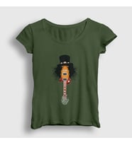 Presmono Kadın Sarı Guitar Guns N' Roses Slash T-Shirt 39926tt (Haki)
