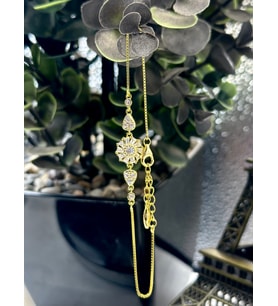 Baget Taşlı Papatya Model 925 Ayar Orijinal Gümüş Bileklik (Gold)