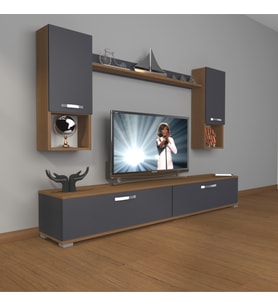 Decoraktiv Eko 5da Mdf Std Tv Ünitesi Tv Sehpası (Antrasit - Ceviz)
