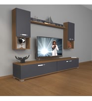 Decoraktiv Eko 5da Mdf Std Tv Ünitesi Tv Sehpası (Antrasit - Ceviz)