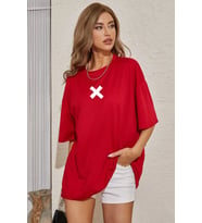 Unisex X Baskılı T-shirt (Kırmızı)