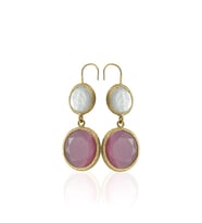 Kadir Jewellery 22 Ayar Altın Kaplama Kadın İnci Küpe -El İşçiliği Ve Hipoalerjenik Küpe (Pembe)