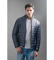Slimfit Dik Yaka Yan Cepli Astarlı Fermuar Kapamalı Kapitone Erkek Mont (Lacivert)