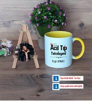 Acil Tıp Teknisyeni Kupa Bardak Beyaz ve Fotoğraflı Ahşap Anahtarlık Hediye (Model 7)