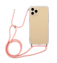 Apple iphone 11 PRO (5.8 inç) Şeffaf Boyun Askılı İpli Kordonlu Silikon Kılıf (Pembe)