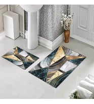 Banyo Halısı Ikili Klozet Takımı Kaymaz Tabanlı (60 xm x 100 cm + 40 cm x 60 cm)  (Yeşil)