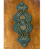 13X33 CM OSMANLI DESENLİ ETNİK  BONCUK İŞLEME NAKIŞ İŞLEME APOLET APLİKE (Yeşil)