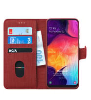 Microsonic Samsung Galaxy A30s Kılıf Fabric Book Wallet (Kırmızı)