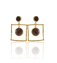 Kadir Jewellery 22 Ayar Altın Kaplama Kadın Sallantılı Küpe -El İşçiliği Ve Hipoalerjenik Küpe-E85 (Bordo)