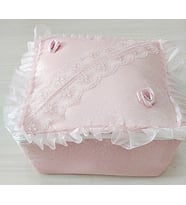 DİLEX Hurç Çeyizlik Bohça Gelin Bohçası Damat Bohçası İğne Oyalı Beyaz Ekru Pudra Pembe (Pudra)