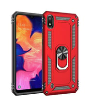 Microsonic Samsung Galaxy A10 Kılıf Military Ring Holder (Kırmızı)