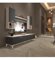 Decoraktiv Eko 5DA Mdf Std Silver Tv Ünitesi Tv Sehpası - Parlak Beyaz (Beyaz - Antrasit)