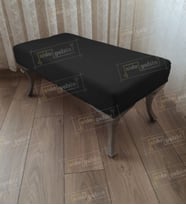 Ayak Ucu Kapı Önü Antre Düz Bench Puf Orta Sehpa Gümüş Ayak 100 cm (Siyah)