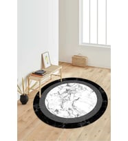 Dijital Baskılı Kaymaz Taban Yıkanabilir Yuvarlak Salon Halısı Koridor Halısı Paspas NDY-HT-806 (Gri)
