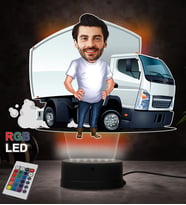 Doğum Günü Hediyesi,Sevgiliye Hediye, Kişiye Özel Fotoğraflı Nakliyeci Tasarımlı Karikatür 3D Led Lamba (RGB)