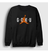 Presmono Unisex Beyaz Air Goku Anime Dragon Ball Sweatshirt 235697tt (Siyah)