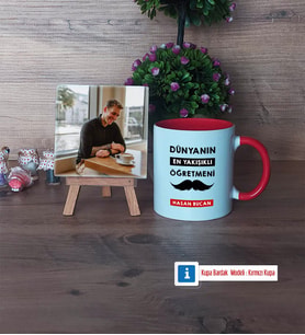 Erkek Öğretmene Hediye Fotoğraflı Dekoratif Taş, Kupa Bardak Beyaz Hediye (Model 2)