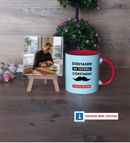Erkek Öğretmene Hediye Fotoğraflı Dekoratif Taş, Kupa Bardak Beyaz Hediye (Model 2)