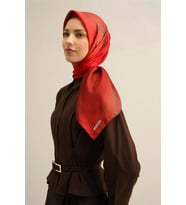 2025  İLKBAHAR - YAZ - DJ SAF İPEK EŞARP  ( SURA)-9308D02 (Kırmızı)