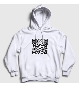 Presmono Unisex Beyaz Qr Code Meme Rick Astley Kapüşonlu Sweatshirt 461433tt (Beyaz)