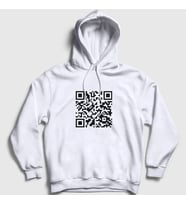 Presmono Unisex Beyaz Qr Code Meme Rick Astley Kapüşonlu Sweatshirt 461433tt (Beyaz)