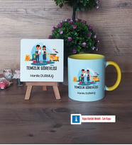 Temizlik Görevlisi Dekoratif Taş, Kupa Bardak Kırmızı Hediye (Model 6)