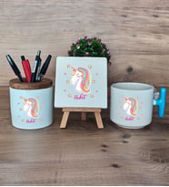 Unicorn Hediye Sepeti Kupa Bardak T Kulplu, Kalemlik ve Dekoratif Taş Kadın Arkadaşa Doğum Günü Hediyesi (Model 3)