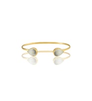 Kadir Jewellery 22 Ayar Altın Kaplama El İşçiliği Zirkon Taşlı Kadın Charm Bileklik (Gri)