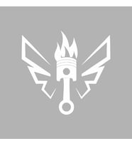 Kanatlı Alevli Piston Sticker Siyah 20x20 CM (Beyaz)