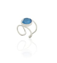 Kadir Jewellery 925 Ayar Gümüş Kaplama Zirkon Taşlı  Kadın Minimal Yüzük (Koyu Mavi)