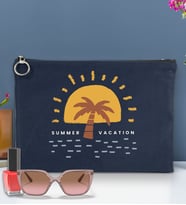 BK Gİft Yaz Temalı-6 Astarlı Portföy Çanta 30x21cm(12 Renk Seçeneği), Baskılı El Çantası, Organizer Çanta (Lacivert)