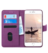 Microsonic Apple iPhone SE 2020 Kılıf Fabric Book Wallet (Mor)