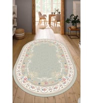 Dijital Baskılı Kaymaz Taban Yıkanabilir Oval Salon Halısı Mutfak Halısı Yolluk NDO-HK-172 (Yeşil)