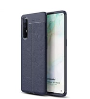 Oppo Reno 3 Pro Kılıf Deri Dokulu Silikon (Lacivert)