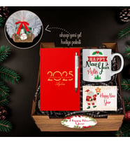 eJOYA Yeni Yıla Özel Defter Ve Kalem & Kupa & Ahşap Hediye Sepeti 114415 (Kırmızı)