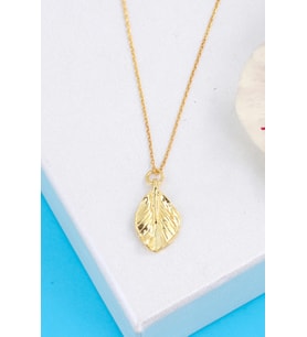 925 ayar Gümüş Yaprak Modeli Charm Kolye (Sarı)