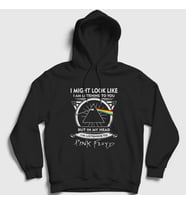 Presmono Unisex Gri Listening To Pink Floyd Kapüşonlu Sweatshirt 351387tt (Siyah)
