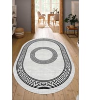 Dijital Baskılı Kaymaz Taban Yıkanabilir Oval Salon Halısı Mutfak Halısı Yolluk NDO-SD-583 (Çok Renkli)