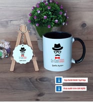 En Cool Baba Kupa Bardak Kırmızı ve Ahşap Anahtarlık Hediye Babaya Hediye (Model 10)