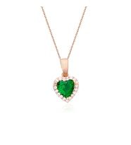 925 Ayar Gümüş Zümrüt Swarovski Kalp Kolye (Rose)
