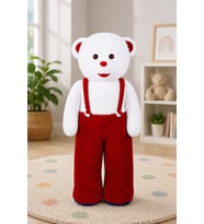 Çiçekli Tulumlu Ayıcık 117 cm Modeli Kırmızı veya Panda (Kırmızı)